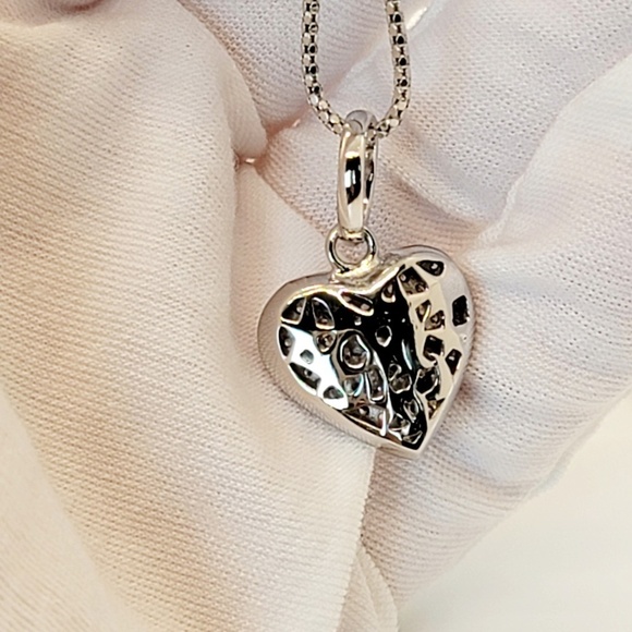 NWOT 925 Sterling Silver Cubic Zirconia Heart Pendant Necklace - Picture 4 of 6
